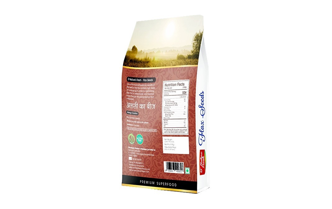 D'nature Fresh Flax Seeds    Box  200 grams